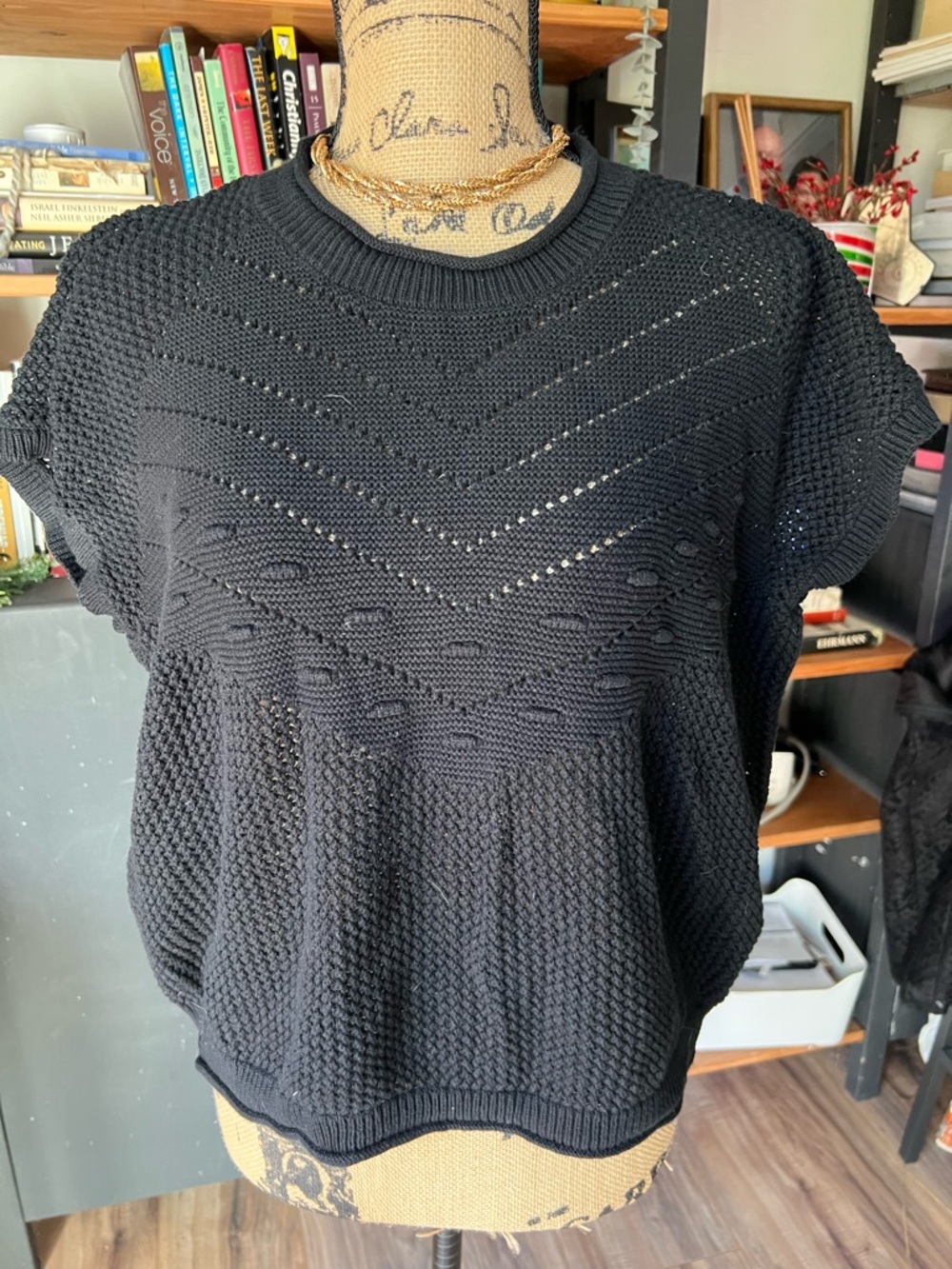 Sam Edelman Black Knit Short Sleeve Top
